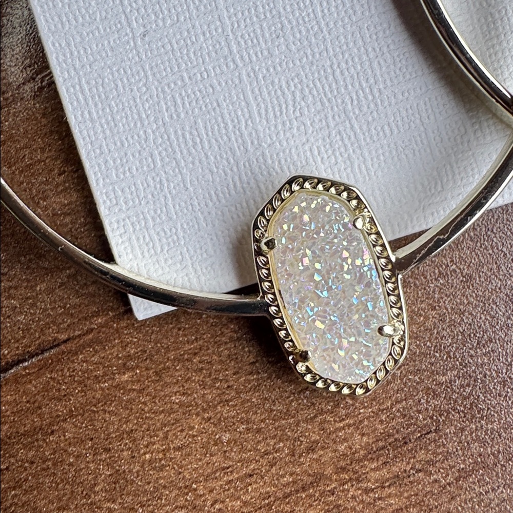 Kendra Scott Gold Hoop Earrings with White Accent - Picture 8 of 8